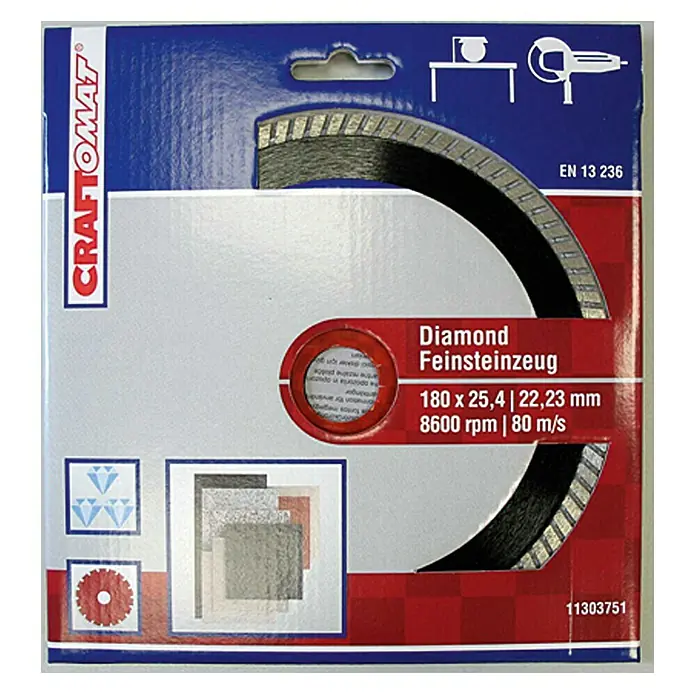Craftomat Dijamantna rezna ploča - Kamene pločice, Promjer rezne ploče: 200 mm, Debljina plohe: 2 mm - Pogled sprijeda