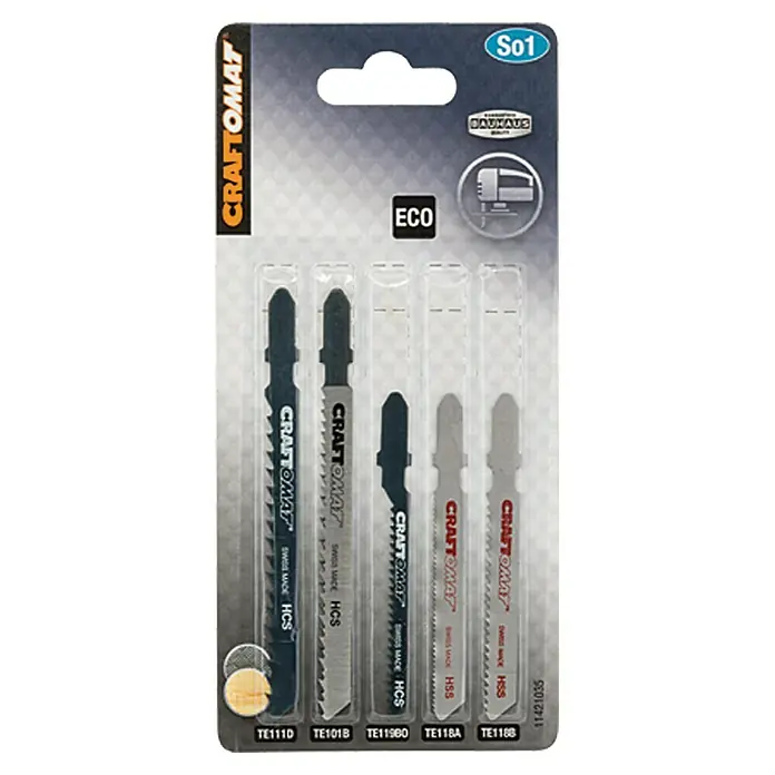 Craftomat Set listova za pilu - Drvo/metal, 5 -dij., T-završetak - Pogled sprijeda