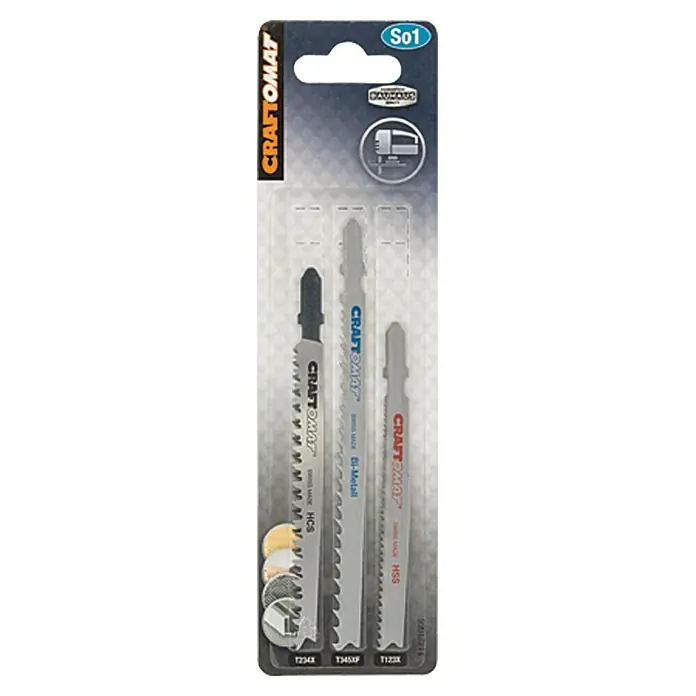 Craftomat Set listova za pilu - Drvo/metal/plastika, 3 -dij., T-završetak - Pogled sprijeda