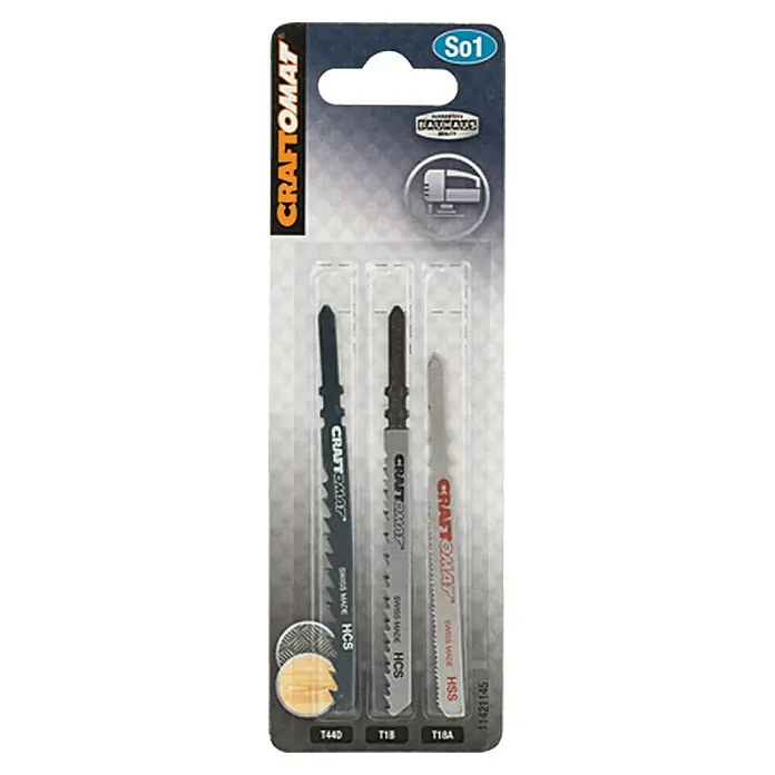 Craftomat Set listova za pilu - Drvo/metal, 3 -dij., Dvostruka T-drška - Pogled sprijeda