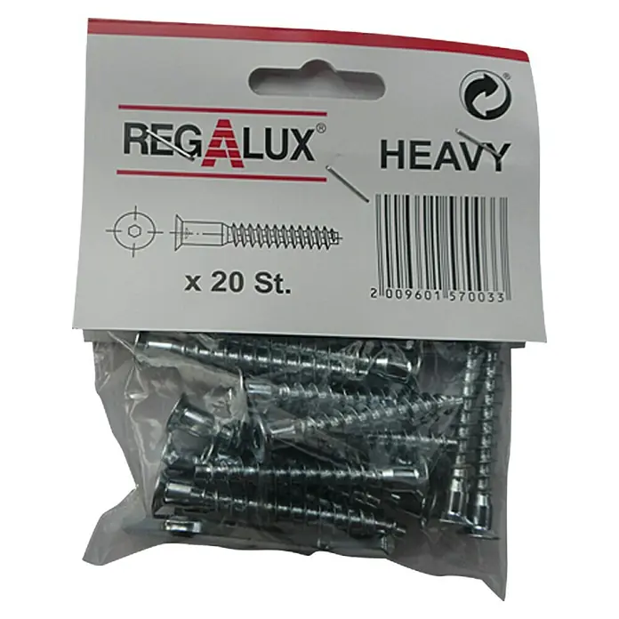 Regalux Regalsystem Heavy Montažni vijci - Unutarnje šesterokutno, 20 Kom.