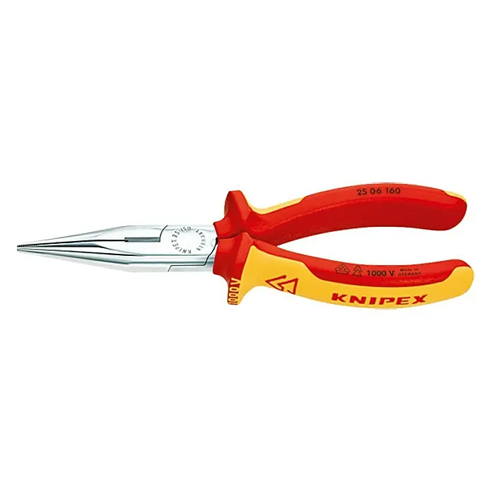 Knipex Ravna okrugla kliješta - Plosnato i okruglo, Duljina: 160 mm, Kromirano - Pogled sprijeda