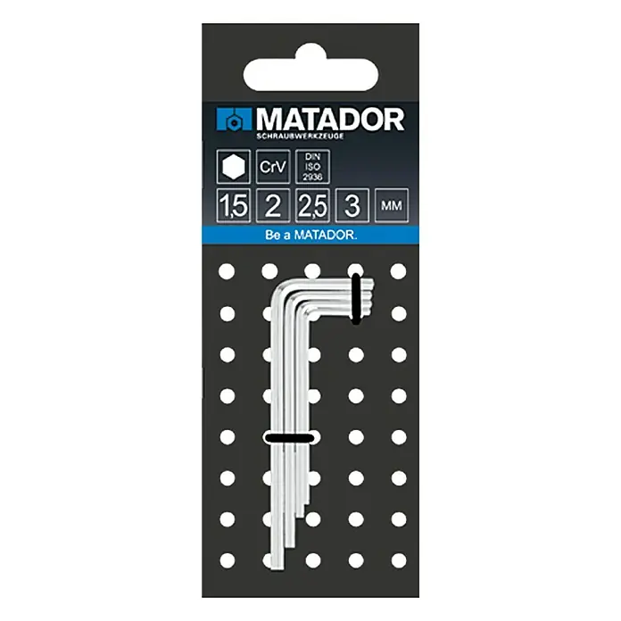 Matador Set imbus ključeva - 4 -dij., 1,5/2/2,5/3 mm, Unutarnje šesterokutno - Pogled odozgo