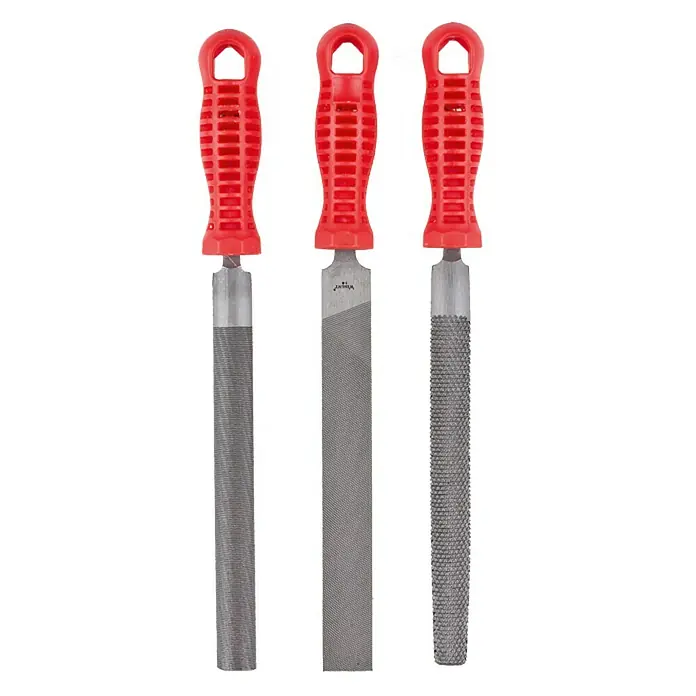 Feilen-Set Allround - 3 -tlg., Hieb: 2/Mittel, Länge Feilenblatt: 200 mm - Vorderansicht