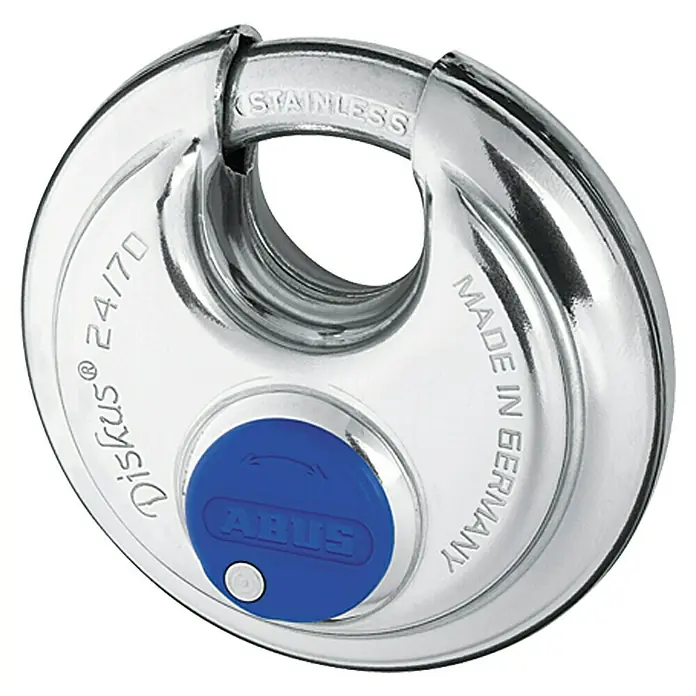 Abus Diskusschloss 24 IB / 60 - B x H: 60 x 60 mm, Bügelstärke: 8 mm, Edelstahl - Vorderansicht
