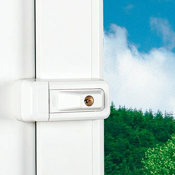 Abus Fenster-Zusatzschloss 3010 - DIN Anschlag: Universell einsetzbar, Weiß - Vorderansicht