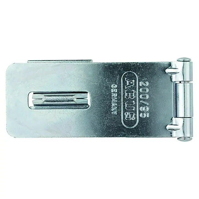 Abus Überfalle 200 - Maße Überfalle: 75 x 29 mm, Durchmesser Öse: 9 mm, Stahl - Vorderansicht