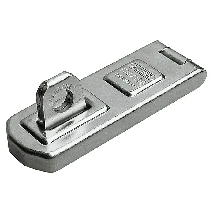 Abus Überfalle 100 - Durchmesser Öse: 10 mm, Maße Überfalle: 160 x 35 mm - Vorderansicht