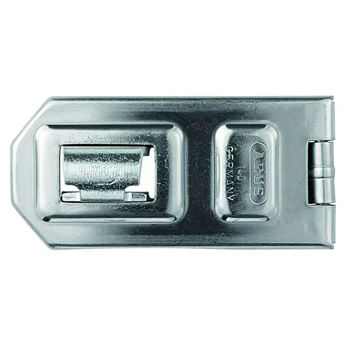 Abus Diskus-Überfalle 140 - Maße Überfalle: 120 x 56 mm, Durchmesser Öse: 12,2 mm, Edelstahl - Vorderansicht