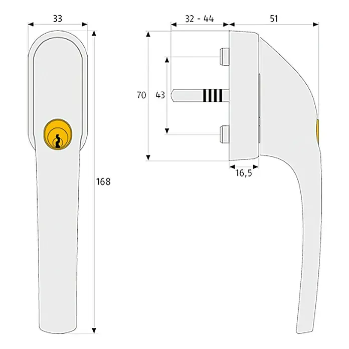 Abus Fenstergriff FG 300 - Universell einsetzbar, Weiß, Abschließbar - Vorderansicht