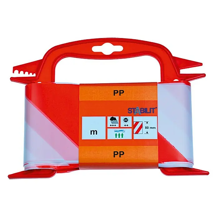 Stabilit Cinta de bloqueo - L x An: 100 m x 80 mm, Rojo/Blanco - Vista frontal