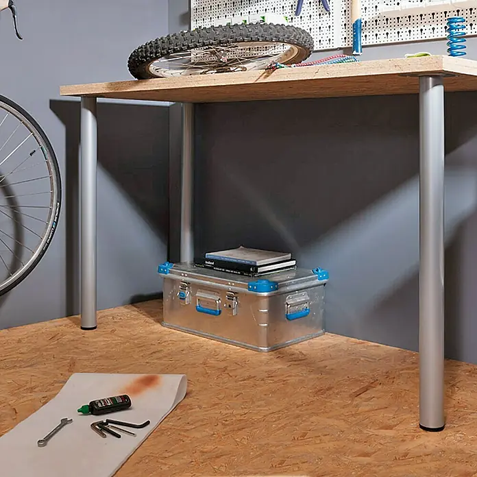Element System Postolje za namještaj - Ø x D: 60 x 400 mm, Nosivost: 75 kg, Boja: Bijelo-aluminij