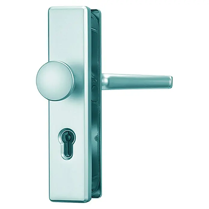 Abus Schutzbeschlag KLN 314 - Wohnungsabschlusstür, Edelstahl, Türstärke: 37 mm - 47 mm, Knopf außen, Drücker innen - Vorderansicht
