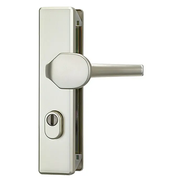 Abus Schutzbeschlag KLZS 714 - Wohnungsabschlusstür, Neusilber, Türstärke: 37 mm - 47 mm, Knopf außen, Drücker innen - Vorderansicht