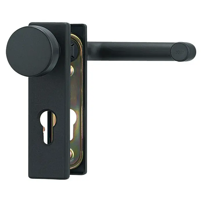 Abus Schutzbeschlag KFG FS - Feuerschutztür, Schwarz, Türstärke: 40 mm - 66 mm, Knopf außen, Drücker innen