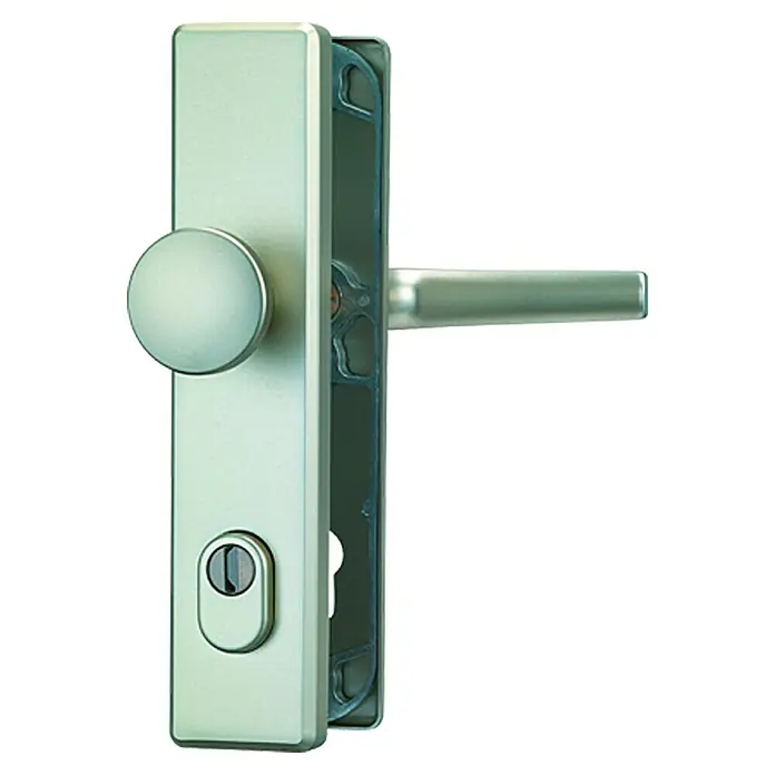 Abus Schutzbeschlag KLN 314 ZS - Wohnungsabschlusstür, Neusilber, Türstärke: 37 mm - 47 mm, Knopf außen, Drücker innen - Vorderansicht