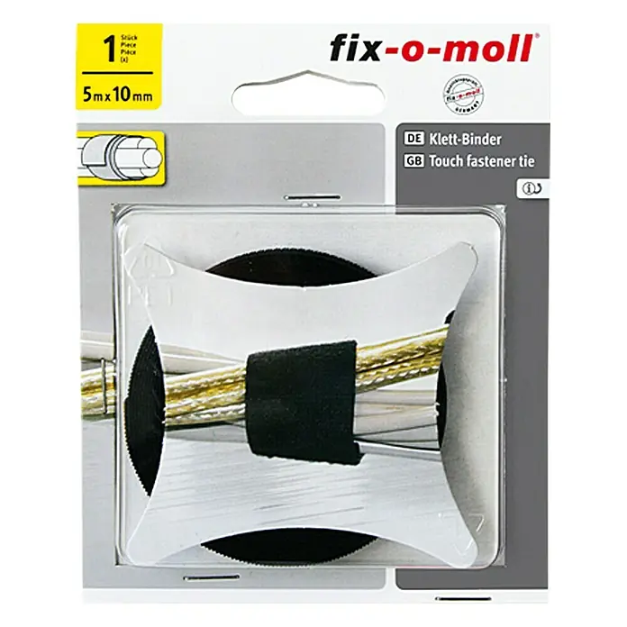 Fix-o-moll Klett-Kabelbinder Technic - 5 m x 10 mm, Schwarz - Vorderansicht