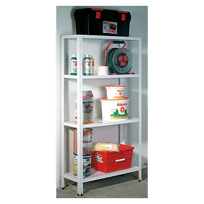 Regalux Metallregal - L x B x H: 30 x 84 x 160 cm, Traglast: 40 kg/Boden, Weiß - Vorderansicht