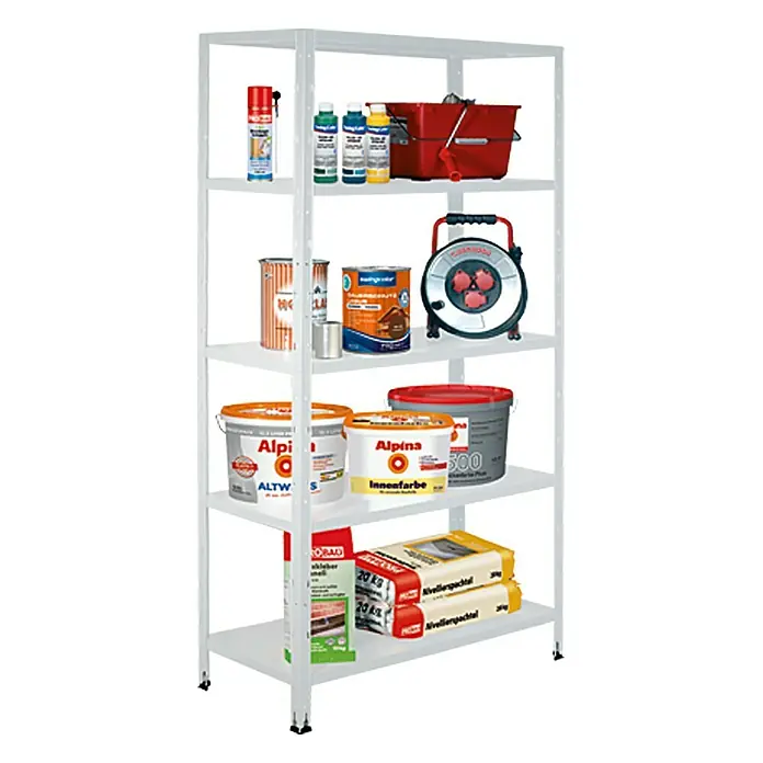 Regalux Metallregal - L x B x H: 45 x 100 x 188 cm, Traglast: 65 kg/Boden, Weiß