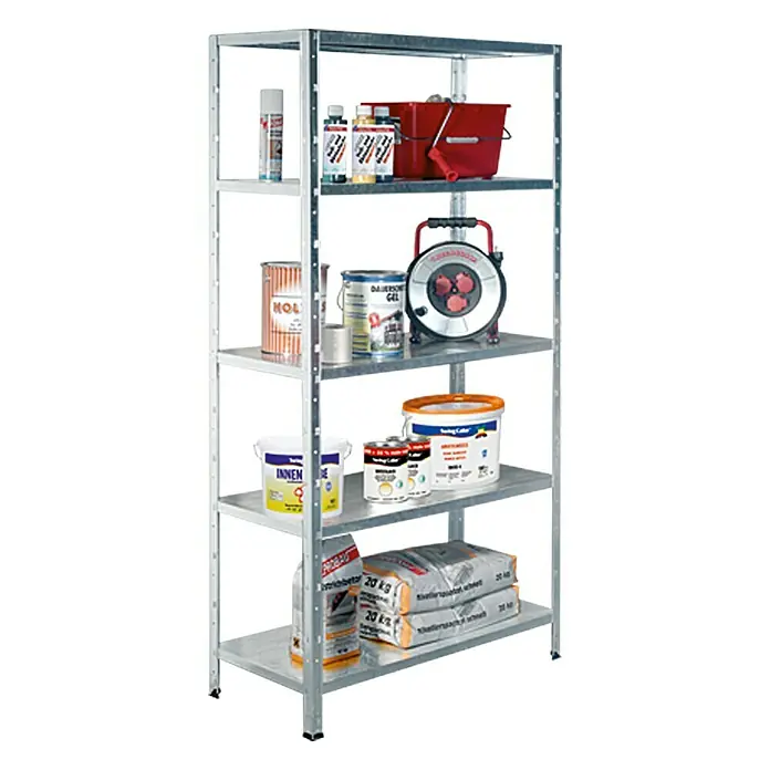 Regalux Metallregal - L x B x H: 45 x 100 x 188 cm, Traglast: 65 kg/Boden, Silber