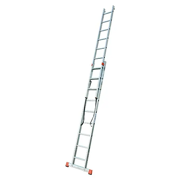 Krause Escalera multiusos - Altura de trabajo: 5,25 m, Número de peldaños: 2 x 9 peldaños, Aluminio - Vista de perfil izquierdo