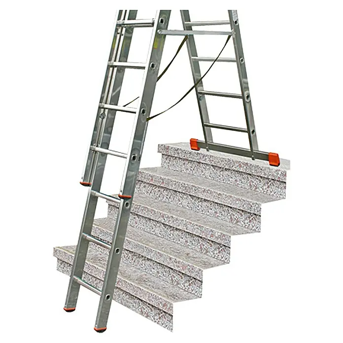Krause Monto Sprossen-Mehrzweckleiter Tribilo - Treppenfunktion, Arbeitshöhe: 9,3 m, 3 x 12 Sprossen, Aluminium - Detailaufnahme