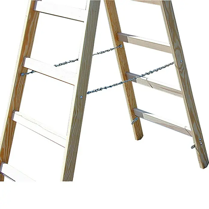 Krause Escalera de peldaños dobles - Altura de trabajo: 3 m, 2 x 6 escalones, Madera - Primer plano