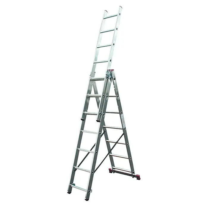 Krause Corda Sprossen-Mehrzweckleiter - Arbeitshöhe: 5,1 m, 3 x 7 Sprossen, Aluminium - Anwendungsbeispiel