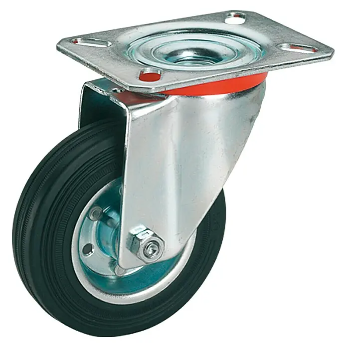 Stabilit Zakretni kotač za transportna kolica - Promjer kotačića: 80 mm, Nosivost: 50 kg, Valjkasti ležaj, S pločom - Pogled odozgo