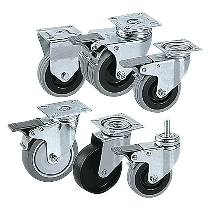 Stabilit Apparate-Lenkrolle - Durchmesser Rollen: 50 mm, Traglast: 40 kg, Material Rad: Gummi, Mit Winkelblech, Gleitlager