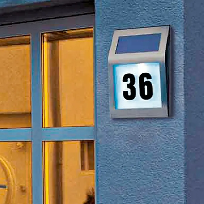 Portaferm Solar-Hausnummer - Edelstahl, Leuchtdauer: 12 h