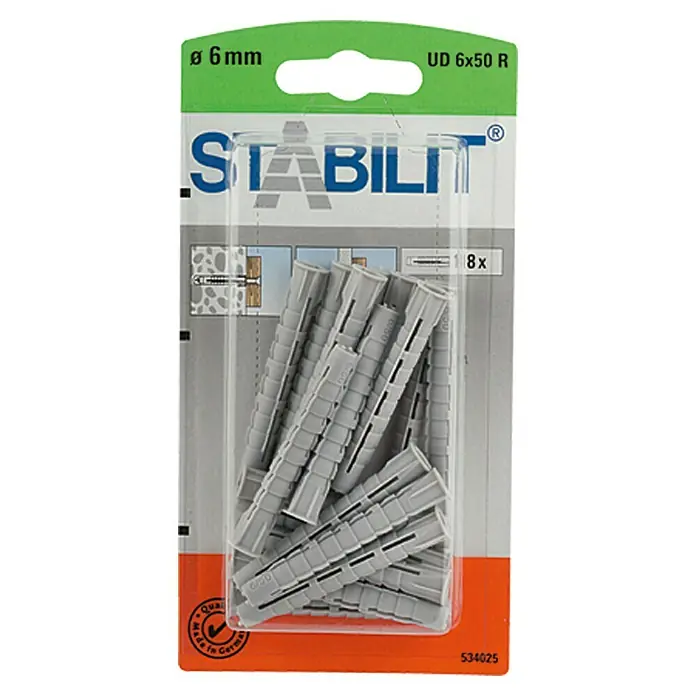 Stabilit Univerzalna ekspanzivna tipla - Promjer tiple: 6 mm, Duljina tiple: 50 mm, 18 kom - Pogled sprijeda
