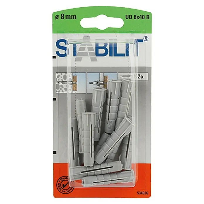 Stabilit Univerzalna ekspanzivna tipla - Promjer tiple: 8 mm, Duljina tiple: 40 mm, 12 kom - Pogled sprijeda