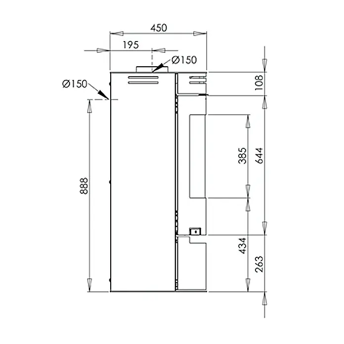 Aduro Kaminofen 1-1 - 6 kW, Raumheizvermögen: 334 m³, Schwarz - Detailaufnahme