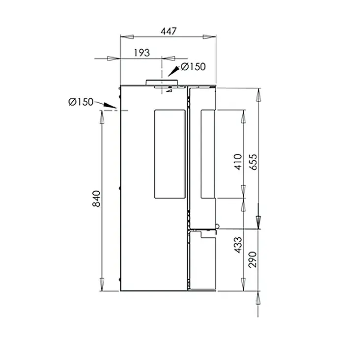 Aduro Kaminofen 9 - 6 kW, Raumheizvermögen: 334 m³, Mit Holzfach, Schwarz - Detailaufnahme