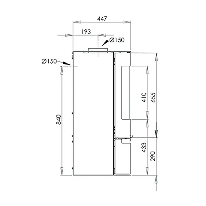 Aduro Kaminofen 9-1 - 6 kW, Raumheizvermögen: 334 m³, Mit Holzfach, Schwarz - Detailaufnahme