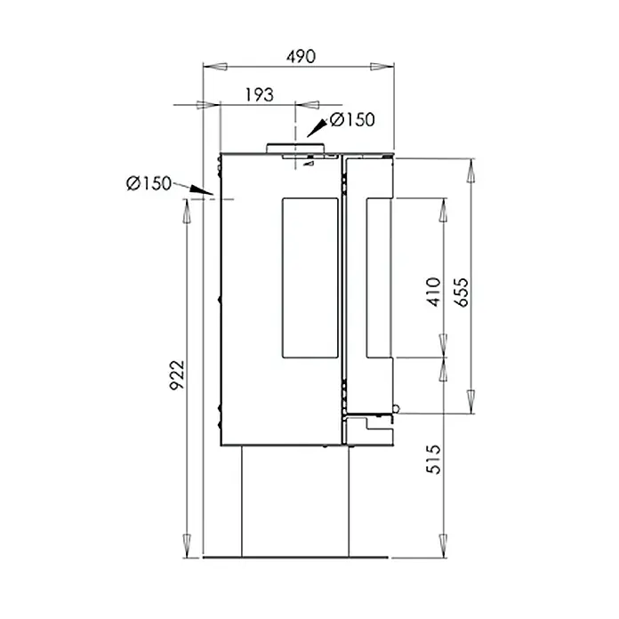 Aduro Kaminofen 9-3 - 6 kW, Raumheizvermögen: 350 m³, Schwarz - Detailaufnahme