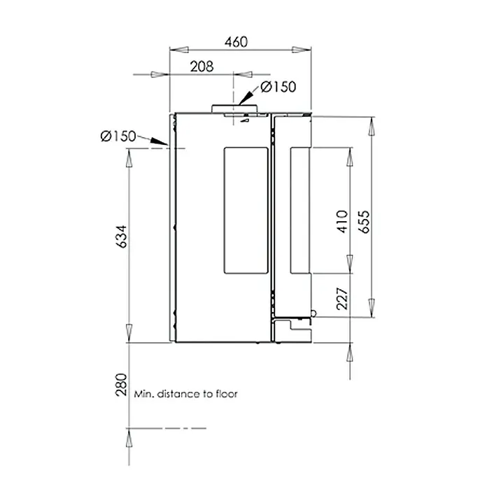 Aduro Kaminofen 9-4 - 6 kW, Raumheizvermögen: 334 m³, Schwarz - Detailaufnahme