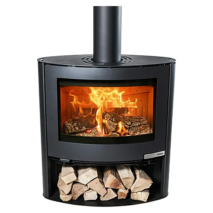 Aduro Kaminofen 15-2 - 6,5 kW, Raumheizvermögen: 334 m³, Mit Holzfach, Schwarz - Vorderansicht
