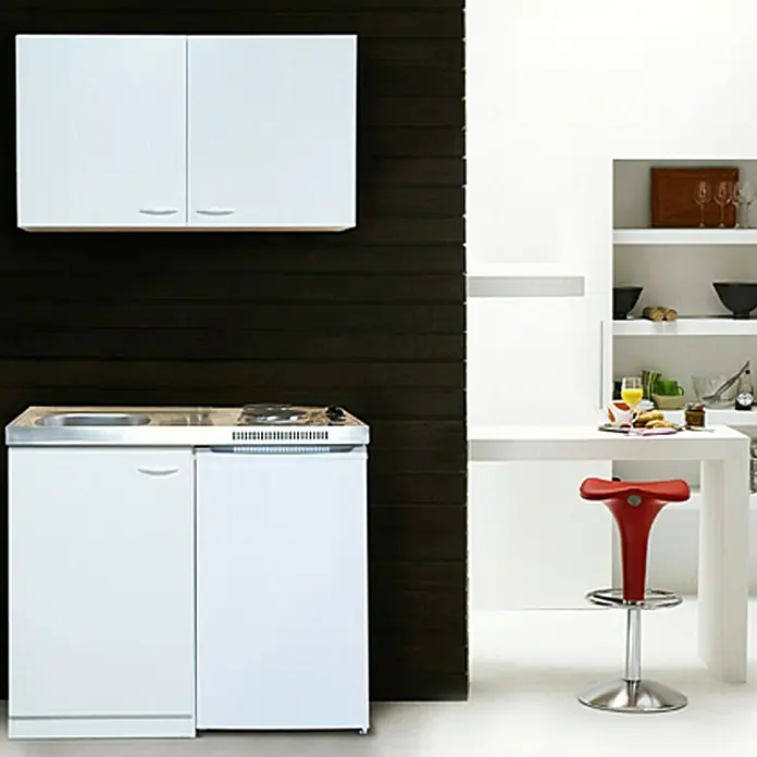 Respekta Miniküche MK100WOSS - 100 cm, Mit Duo-Kochmulde, Weiß - Stimmungsaufnahme
