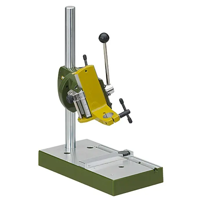 Proxxon Micromot Bohrständer MB 200 No 28600 - Aufnahme: 20 mm, Ausladung: 140 mm, Hub: 0 mm - 40 mm - Linke Seitenansicht