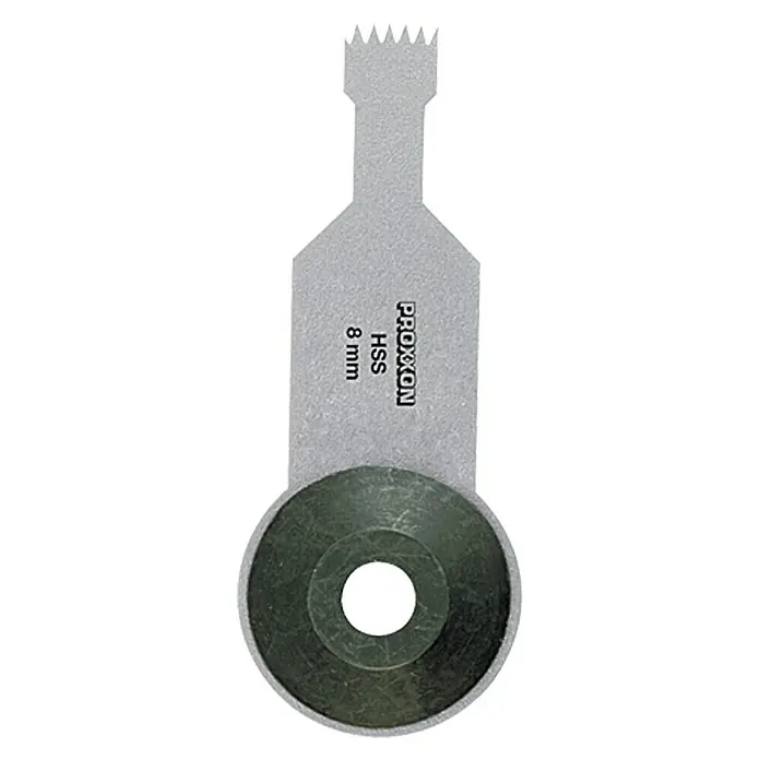 Proxxon Hoja de sierra de inmersión N.º 28897 - Ancho: 8 mm, Específico para: Lijadora triangular Proxxon Micromot OZI 220/E, Lijadora triangular Proxxon Micromot OZI/E - Vista frontal