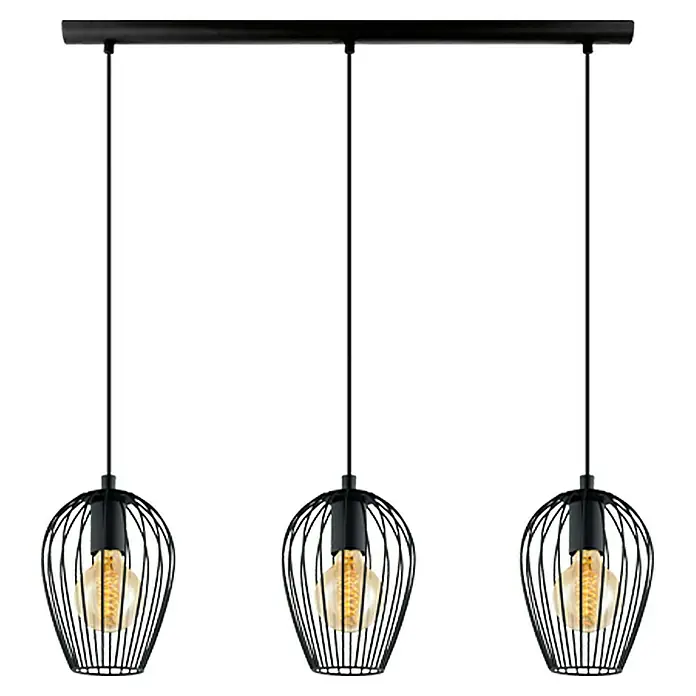 Eglo Newtown Okrugla viseća svjetiljka - 180 W, Ø x V: 160 mm x 110 cm, Crne boje, E27 - Pogled sprijeda