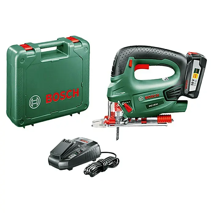 Bosch 18 V Power for All Akku-Stichsäge PST 18 LI - 18 V, Li-Ionen, 2,5 Ah, 1 Akku, Leerlaufhubzahl: 0 - 2.400 Hübe/min - Vorderansicht