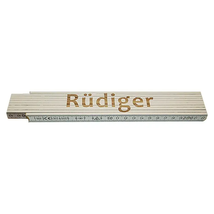 Zollstock - Aufdruck: Rüdiger, 2 m - Ansicht von oben