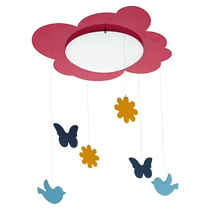 Eglo Plafondlamp Junior - 60 W, Roze, Wit, E27 - Vooraanzicht