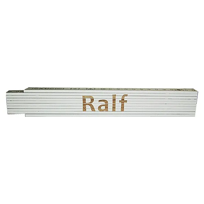 Zollstock - Aufdruck: Ralf, 2 m - Ansicht von oben
