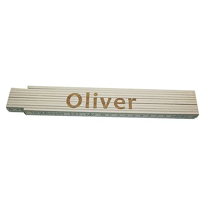 Zollstock - Aufdruck: Oliver, 2 m - Ansicht von oben