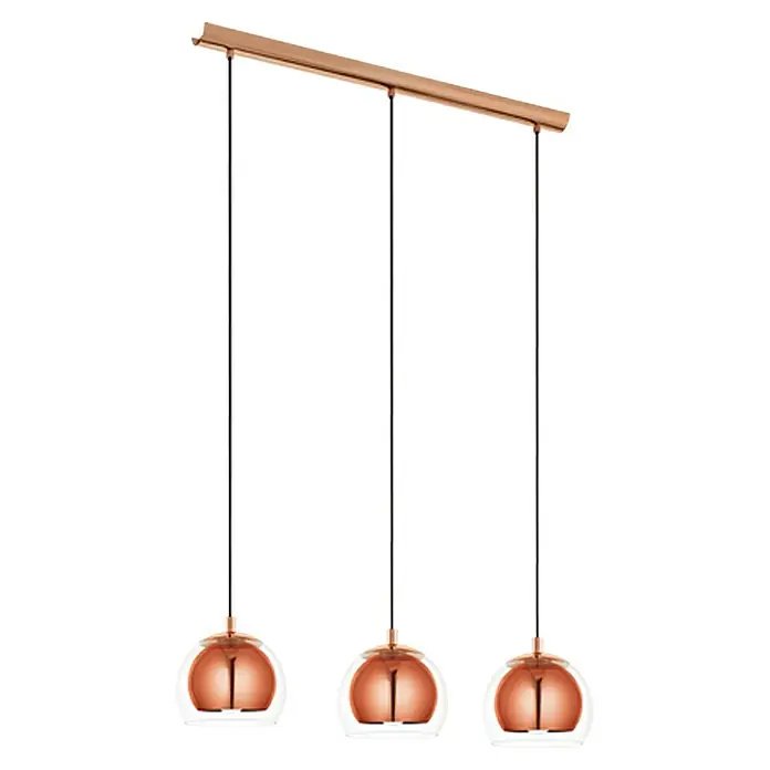 Eglo Pendelleuchte rund Rocamar - Höhe: 110 cm, Kupfer/Klar, 120 W - Vorderansicht