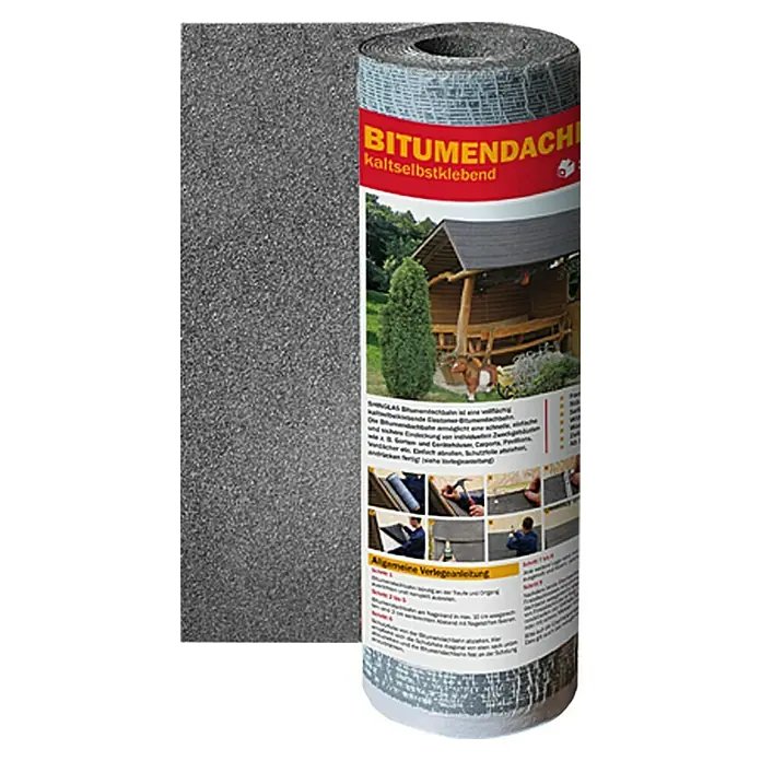 Bitumendachbahn KSK - Grau, 5 x 0,5 m, Selbstklebend, Rechteckig - Vorderansicht